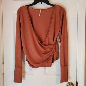 Free people top size L color mocha/ brown